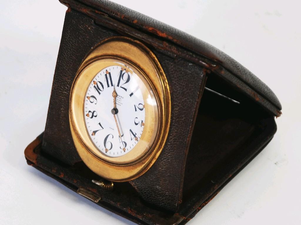 Appraisal: DENT LONDON DAYS TRAVELLING CLOCK in morocco folding case EST