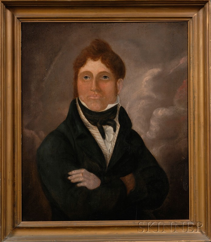 Appraisal: American School th Century Portrait of a Young Man Unsigned