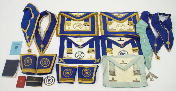 Appraisal: Extensive collection of Masonic items including cuffs and sashes a