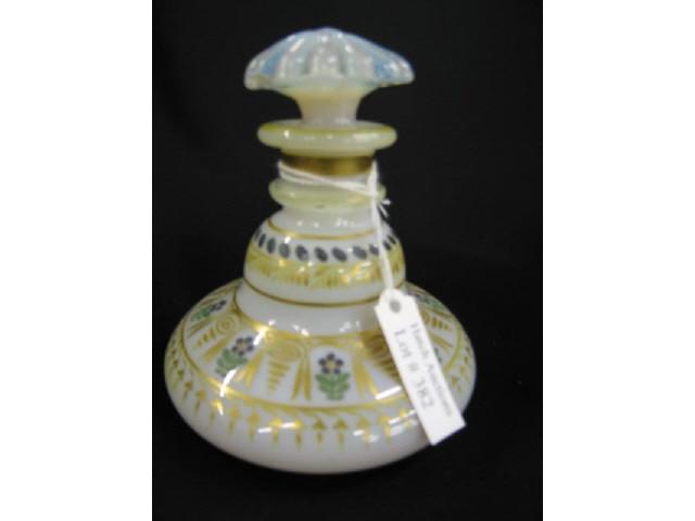 Appraisal: Victorian Opalescent Art Glass Cologne Bottle enameled gold trim probably