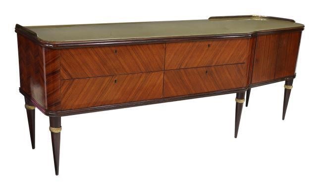 Appraisal: Italian mid-century modern rosewood chest of drawers c s shaped