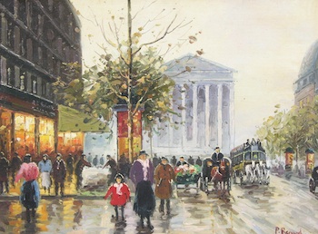 Appraisal: Paul Renard French - Parisian Street Scene Oil on canvas