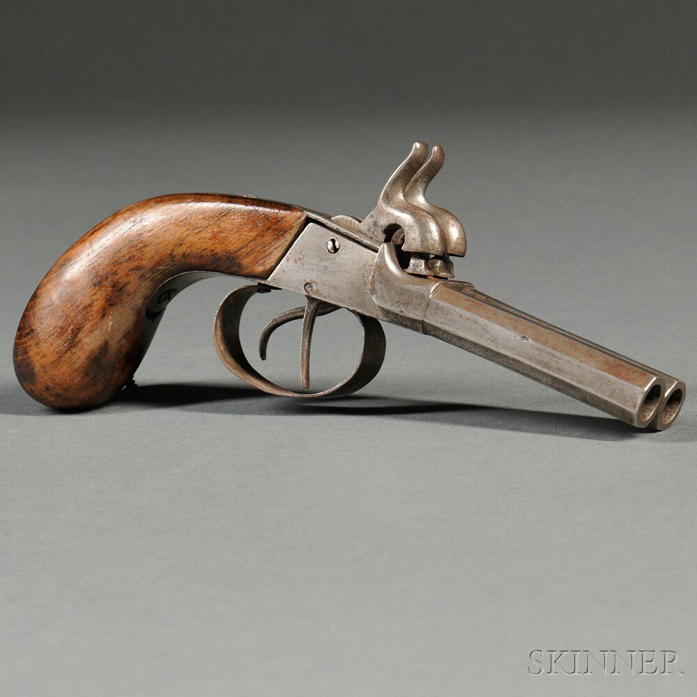 Appraisal: Double Barrel Percussion Pistol c mid to late th century