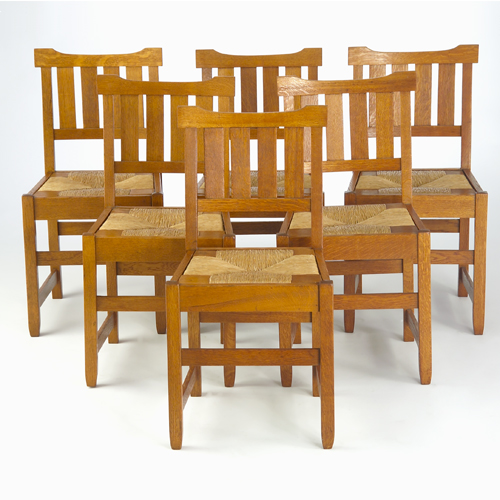 Appraisal: GUSTAV STICKLEY Set of six early side chairs with U-shaped