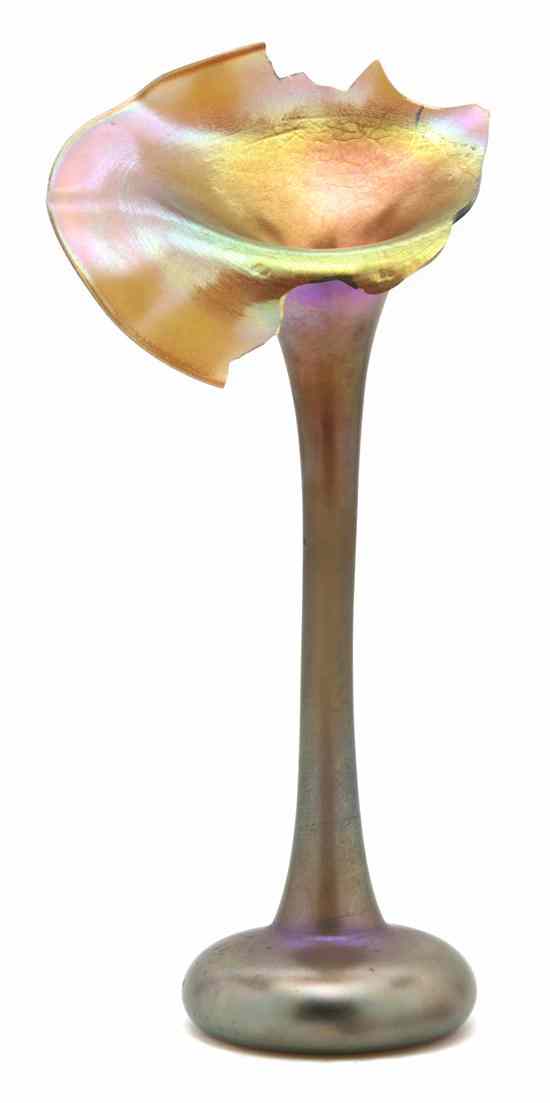 Appraisal: A Studio Glass Vase Lundberg Studios of jack-in-the-pulpit form with