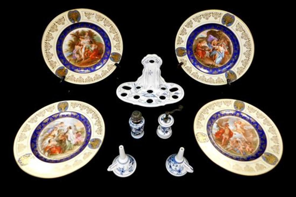 Appraisal: Nine pieces of porcelain including four cabinet plates with alternating