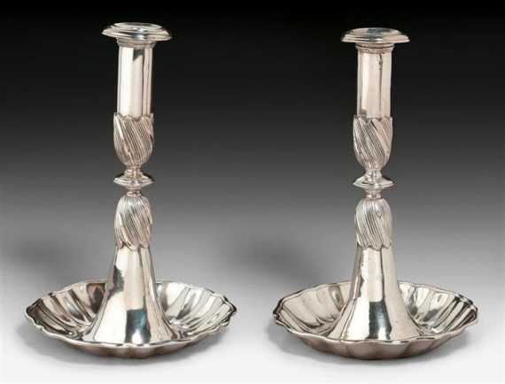 Appraisal: PAIR OF TRUMPET CANDLEHOLDERS Zurich nd half of the th