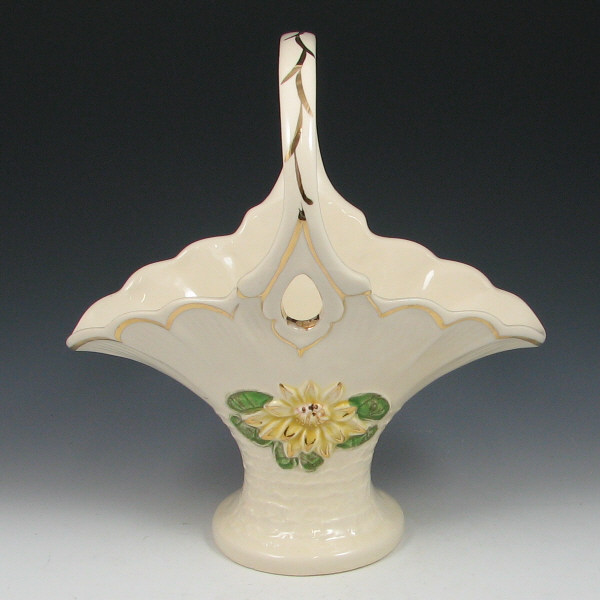 Appraisal: Hull Water Lily L- - Basket w Gold Water Lily