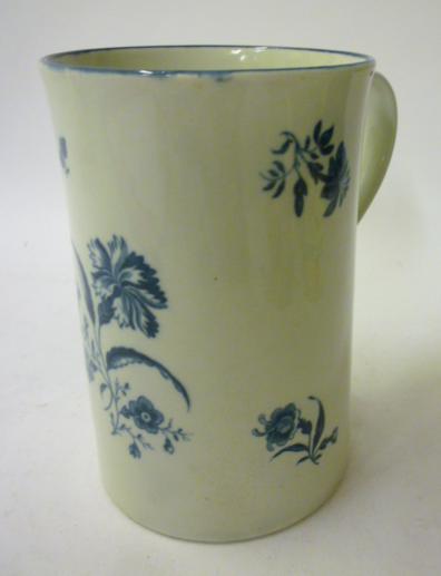 Appraisal: A FIRST PERIOD WORCESTER PORCELAIN MUG of plain cylindrical form