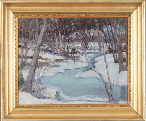 Appraisal: Snowscape oil on canvas relined x SLL Bryant Artist American