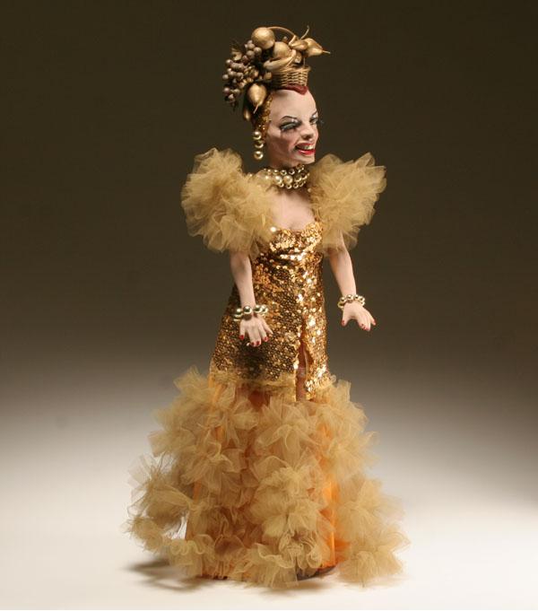 Appraisal: Painted composition Carmen Miranda character doll the Brazilian bombshell in