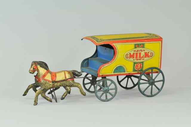 Appraisal: CONVERSE HORSE DRAWN MILK WAGON c lithographed tin large scale