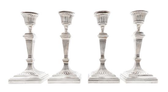 Appraisal: Sale Lot A Set Four English Silver Candlesticks William Hutton