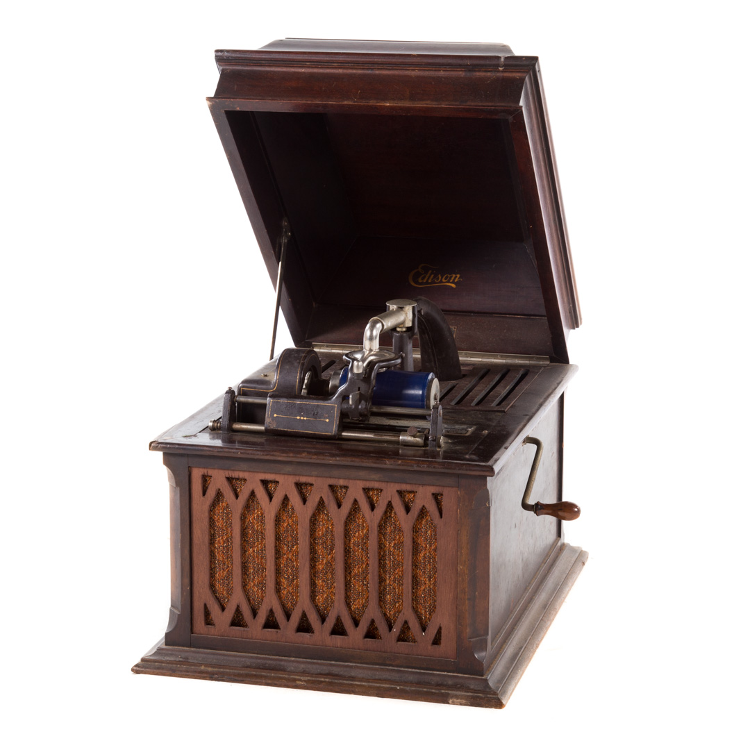 Appraisal: Edison Amberola phonograph circa mahogany lidded case in H in