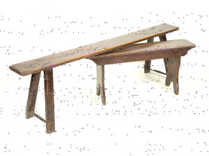 Appraisal: An oak bench th century of plank construction upon trestle