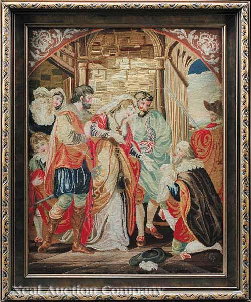 Appraisal: A Framed Needlepoint mid- th c of a colorful th