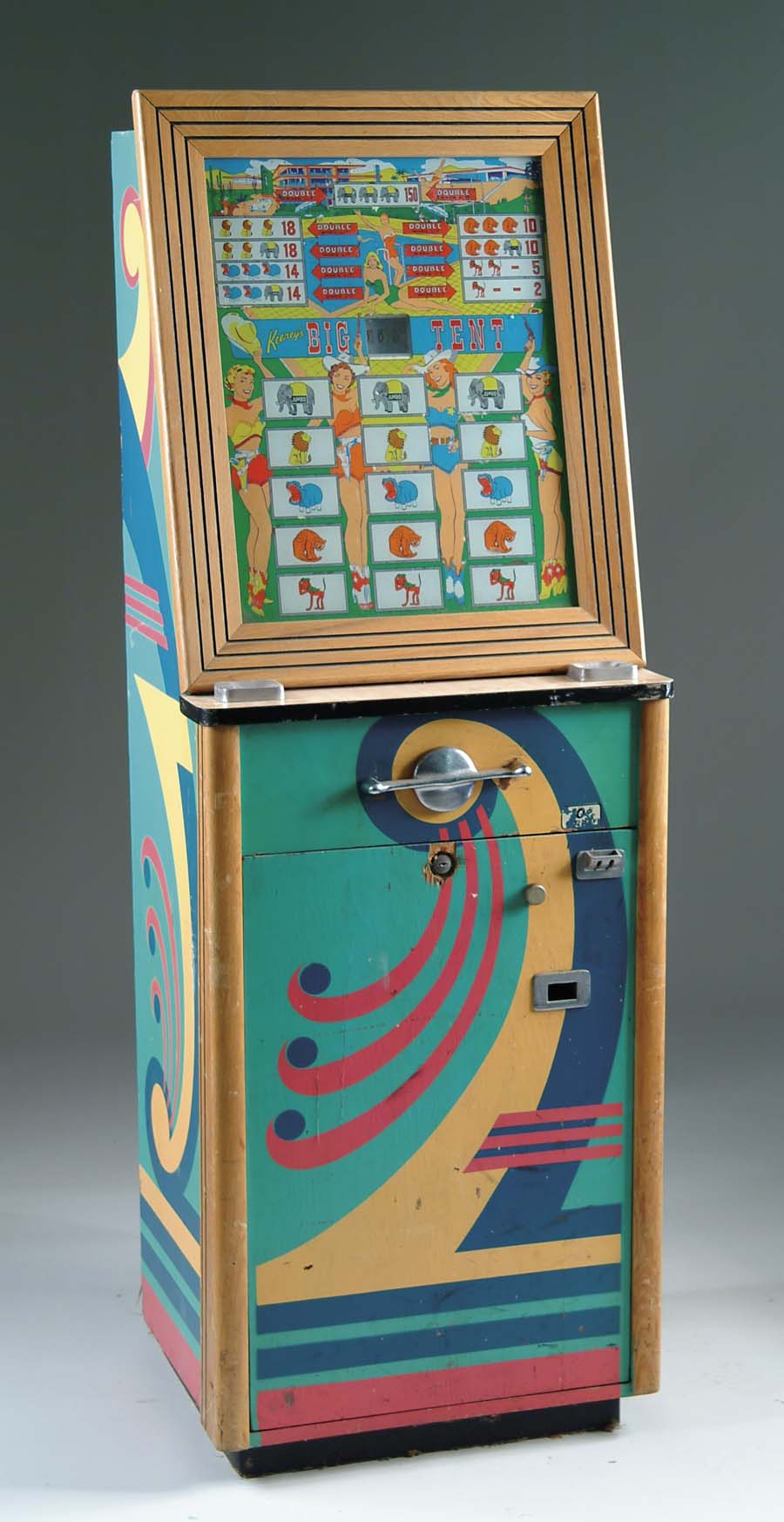 Appraisal: KEENEY S BIG TENT TEN-CENT ELECTRIC COIN-OP MACHINE Painted plywood