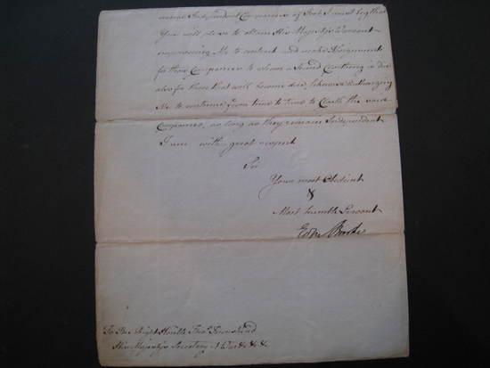 Appraisal: BURKE Edmund - Letter signed Edm Burke to Tho s