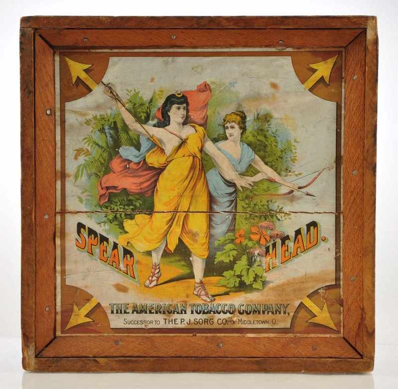 Appraisal: Spear Head Tobacco Crate Lid Description Pre- Spear Head Tobacco