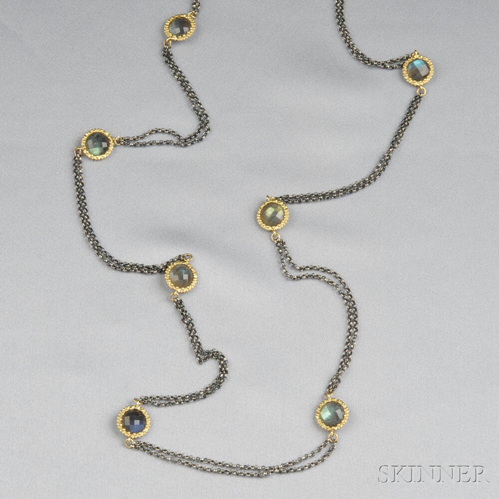 Appraisal: kt Gold Blackened Silver and Labradorite Longchain Lauren K the