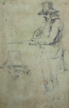 Appraisal: early th Century School A Gentleman Loading a Rifle pencil