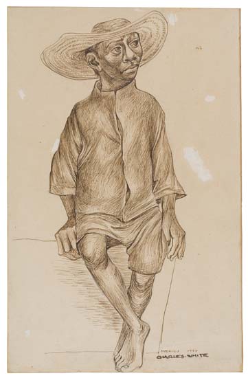 Appraisal: CHARLES WHITE - Mexican Boy Pen and brown ink over