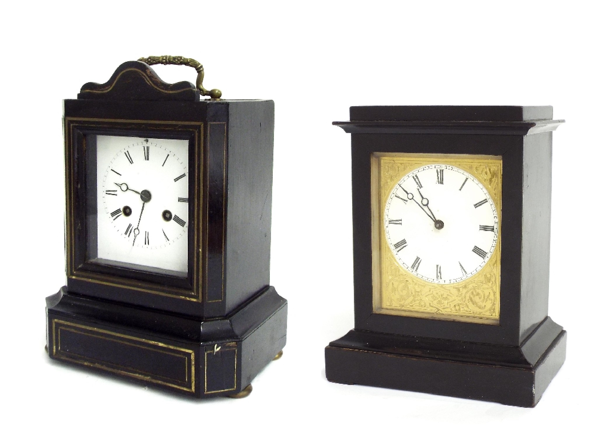 Appraisal: Small French ebonised mantel clock timepiece the white dial within