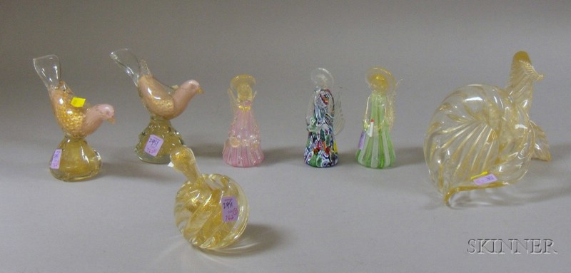 Appraisal: Seven Venetian Blown Glass Items including three angel figures two