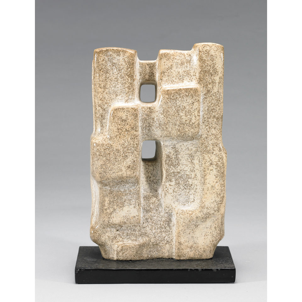 Appraisal: JACK BEDER BRIDGED FORM signed and dated medium marble sculpture