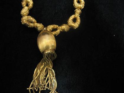 Appraisal: Heavy karat yellow gold necklace th century Horseshoe and oval