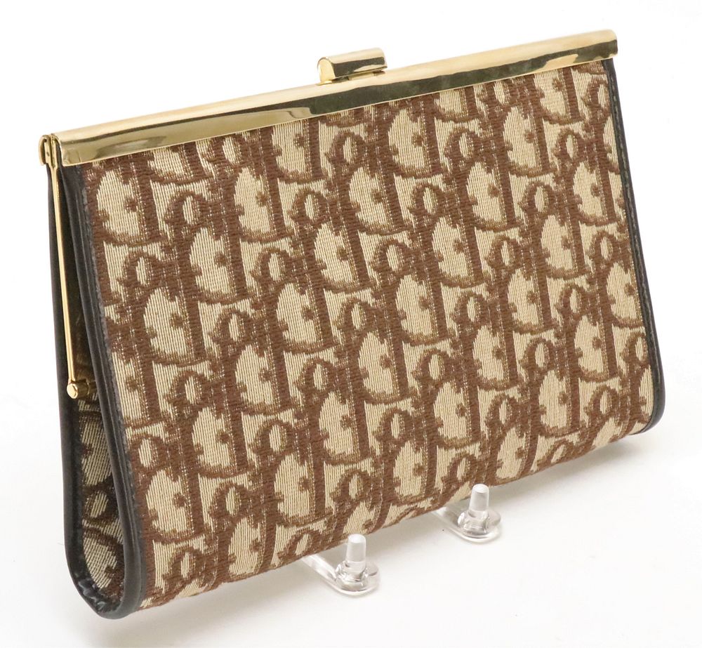 Appraisal: Christian Dior Diorissimo Frame Clutch A vintage Christian Dior camel