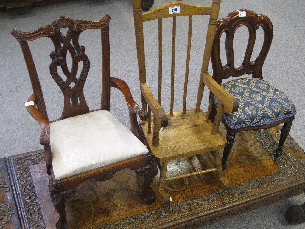 Appraisal: Lot comprising three miniature chairs