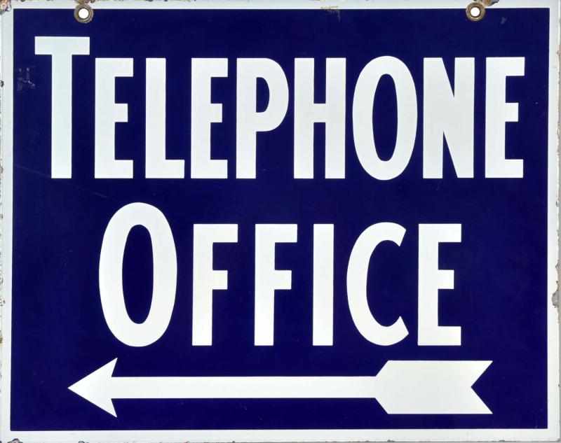 Appraisal: Porcelain Telephone Office -Sided Sign Condition Excellent Size x