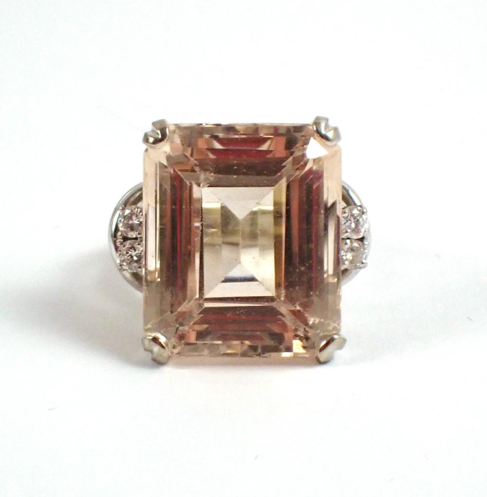 Appraisal: MORGANITE DIAMOND AND FOURTEEN KARAT GOLD RING The k white