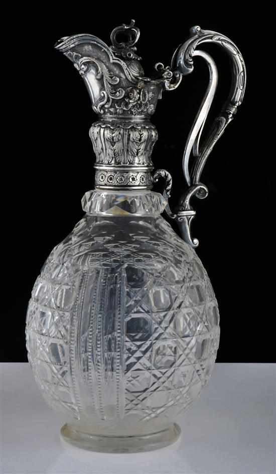 Appraisal: A Victorian cut crystal and Sheffield plate collared claret jug