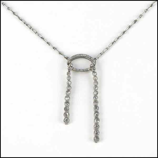 Appraisal: DIAMOND AND KARAT WHITE GOLD LAVALIER STYLE NECKLACE rose cut