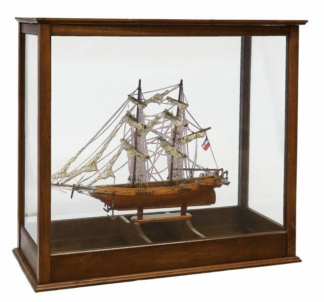 Appraisal: French oak cased model ship th c case with glazed