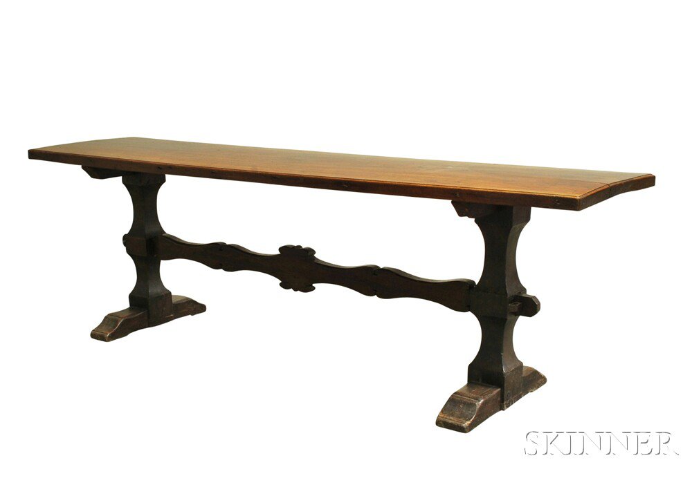 Appraisal: Walnut Refectory Table th century the long molded rectangular top