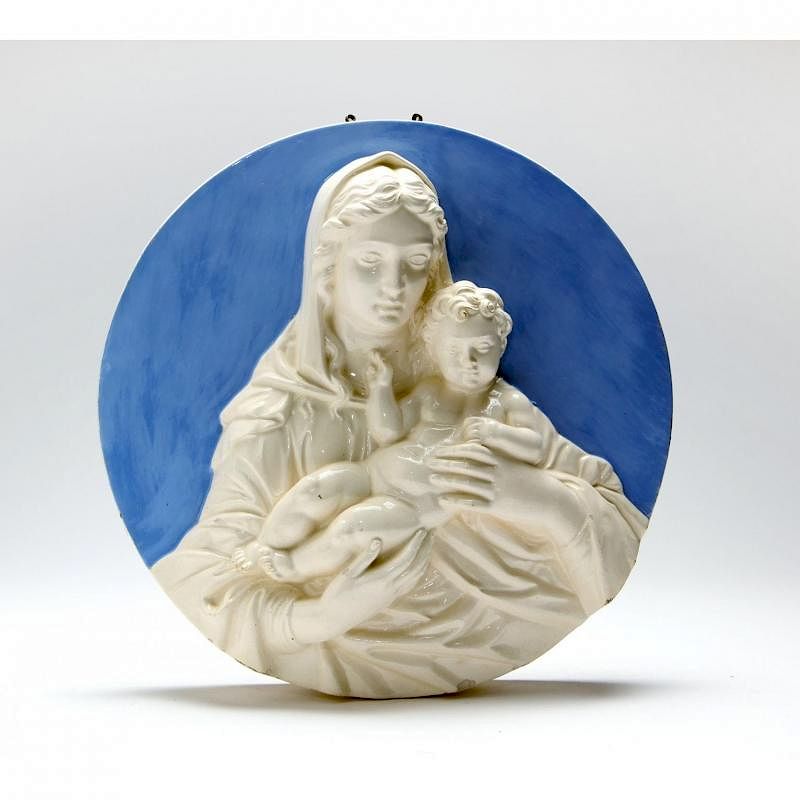 Appraisal: Italian Della Robbia Style Plaque of Madonna with Child early