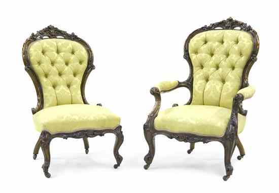 Appraisal: A Victorian Mahogany Chair Set comprising a gentleman's open armchair