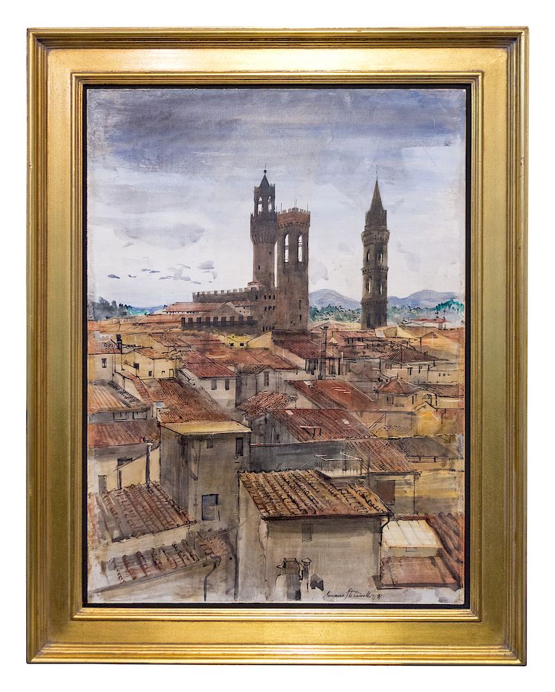 Appraisal: Artist Unknown Italian School th Century Tuscan Rooftops Oil on