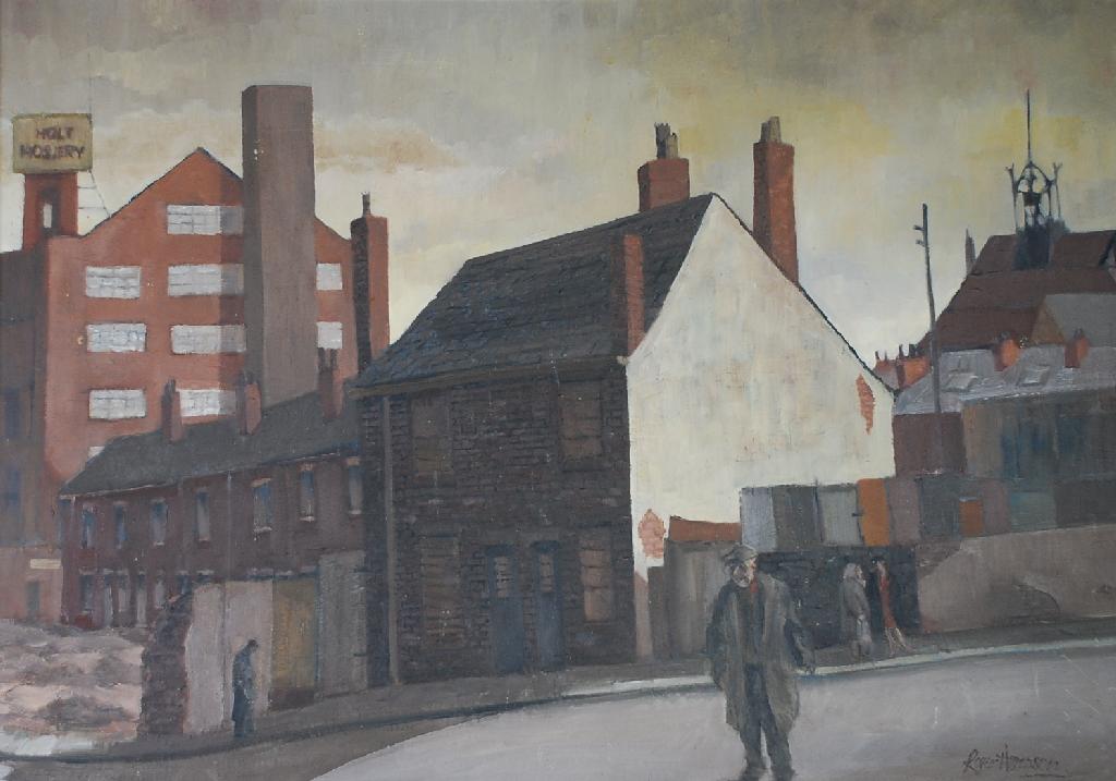 Appraisal: ROGER HAMPSON - OIL ON BOARD Peale Street Bolton signed