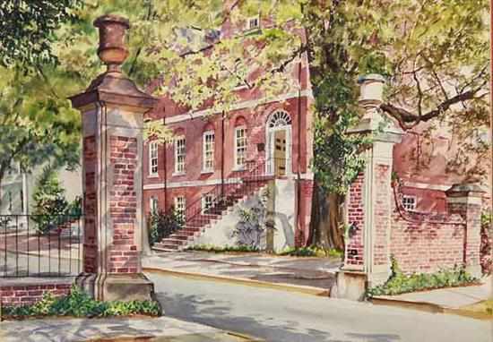 Appraisal: Southern school th century LIEBER COLLEGE UNIVERSITY OF SC watercolor