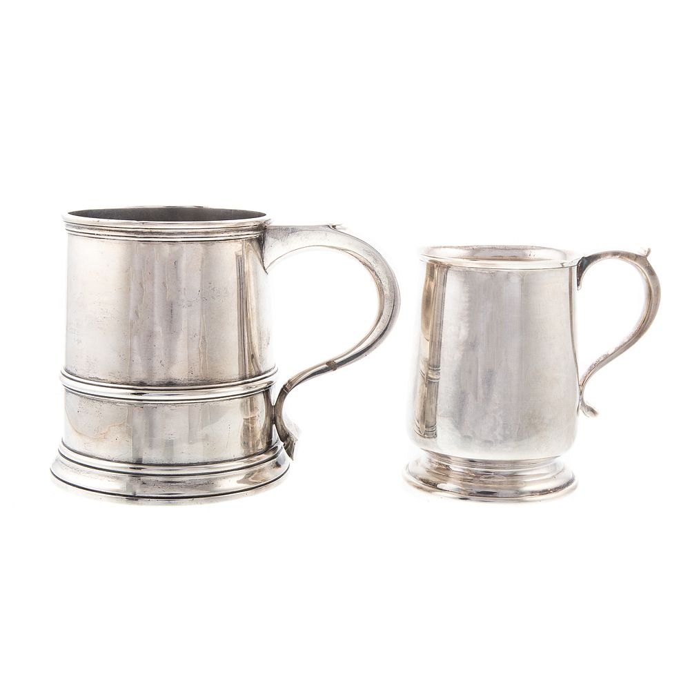 Appraisal: Two English Silver Tankards Including an Edward VII C S