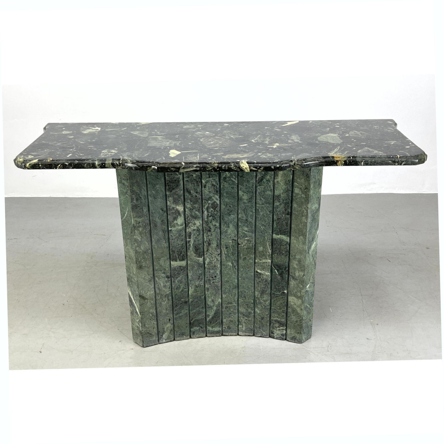 Appraisal: Marble Console Hall Table Channel Set Pedestal Base Shaped Top