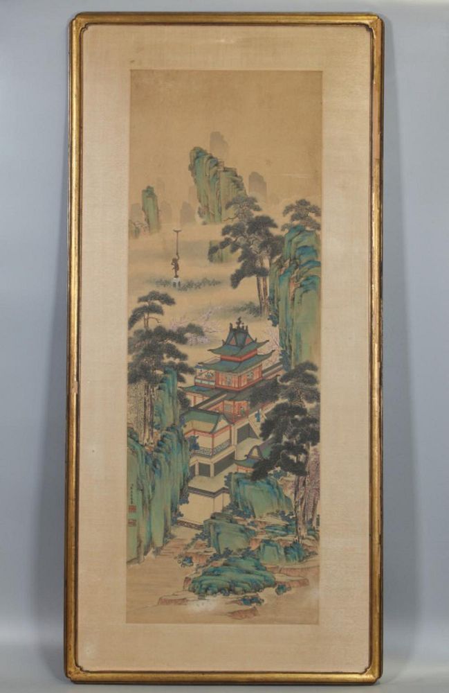 Appraisal: Chinese watercolor painting possibly th c hand painted on silk