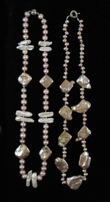 Appraisal: TWO BAROQUE PEARL NECKLACES including a inch necklace strung with