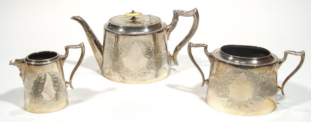 Appraisal: Victorian Three piece silver plated tea set the tea pot