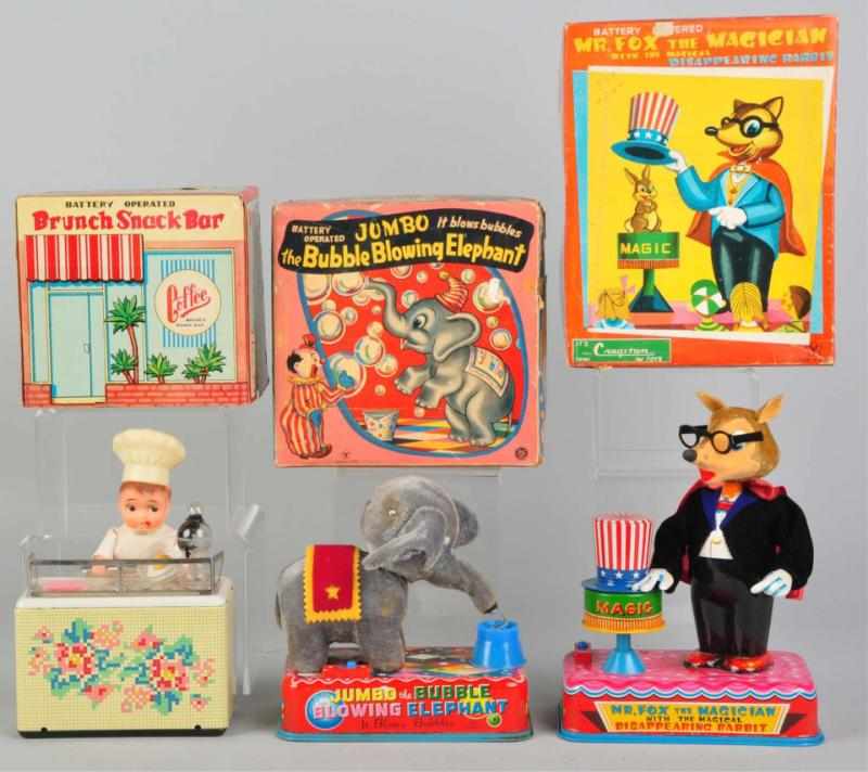 Appraisal: Lot of Tin Litho Battery-Operated Toys Japanese Working Includes one