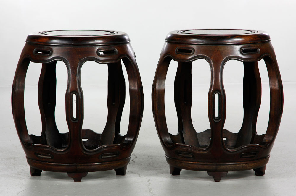 Appraisal: - Chinese Pair of Garden Barrels Pair of garden barrels